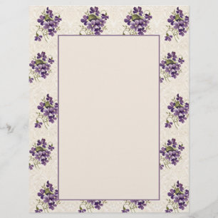 Art Nouveau Violet Floral Pattern Letterhead