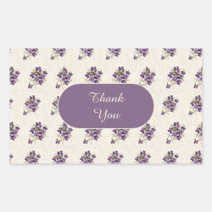 Art Nouveau Violet Floral Pattern Rectangular Sticker