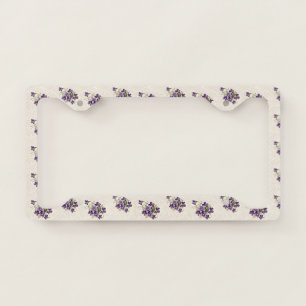 Art Nouveau Violet Floral Pattern – Vintage License Plate Frame
