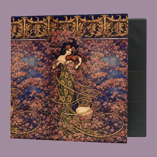 Art Nouveau Violinist in Blossoms – Vintage Floral 3 Ring Binder