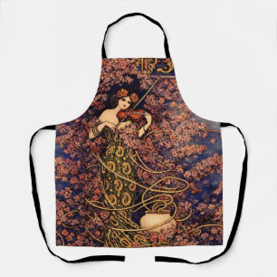 Art Nouveau Violinist in Blossoms – Vintage Floral Apron
