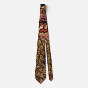 Art Nouveau Violinist in Blossoms – Vintage Floral Neck Tie
