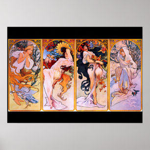 Art Nouveau vivid colors 4 Seasons Women Poster