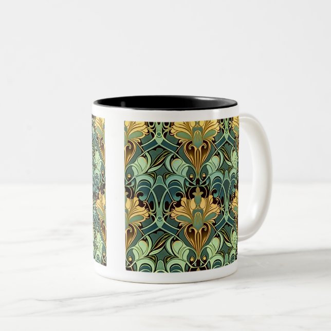Art Nouveau Wallpaper Two-Tone Mug, 11 oz  Two-Tone Coffee Mug (Front Right)