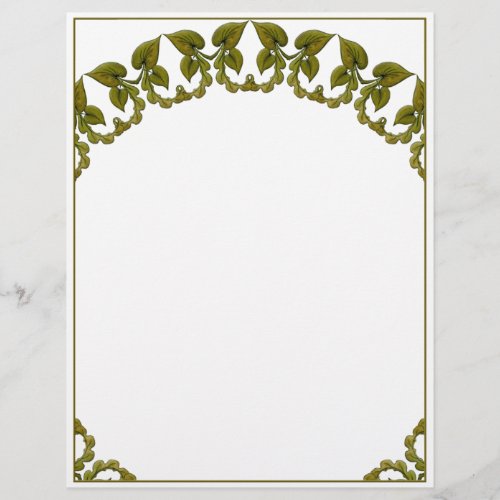 Art Nouveau watercolor green leaves Letterhead