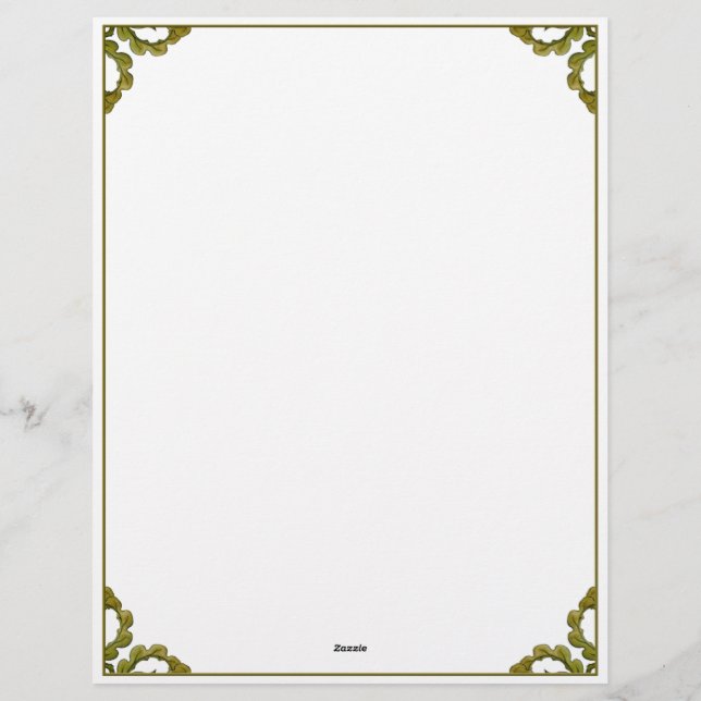 Art Nouveau watercolor green leaves Letterhead (Back)