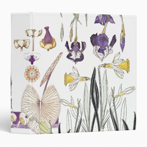 Art Nouveau Waterlily Iris Daffodil Flowers Binder