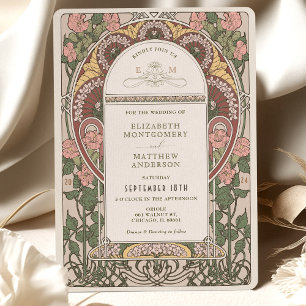 Art Nouveau Wedding Botanical Invitation