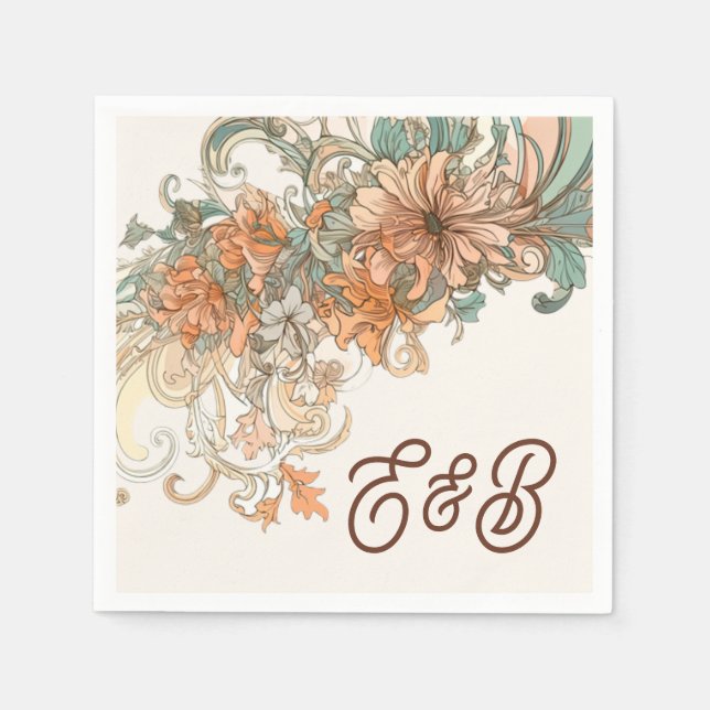 Art Nouveau Wedding Enclosure Napkins (Front)