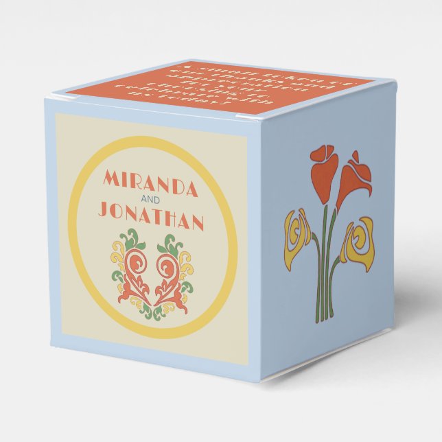 Art Nouveau Wedding Favor Boxes (Front Side)