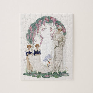 Art Nouveau Wedding Illustration – Vintage Bridal  Jigsaw Puzzle