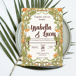 Art Nouveau Wedding Invitation | Elegant 5" x 7" V