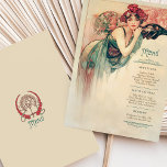 Art Nouveau Wedding Menu Vintage Lady Invitation<br><div class="desc">This enchanting wedding menu features a gorgeous Art Nouveau illustration of a vintage lady adorned with a floral crown and dressed in an elegant green gown. The artwork is a perfect reflection of early 20th-century design, with intricate details and flowing lines that evoke a sense of grace and sophistication. The...</div>