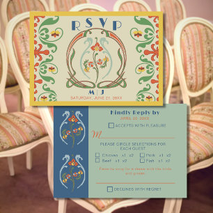 Art Nouveau Wedding Monogram Response Card