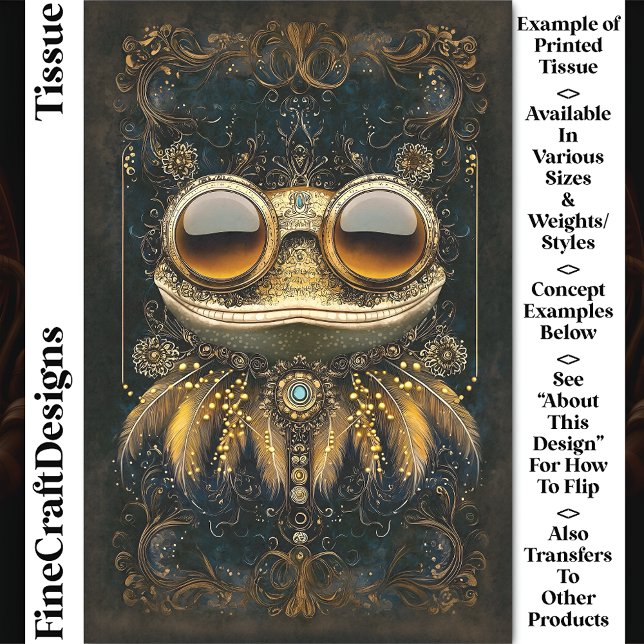 Art Nouveau Whimsical Gold Frog CM9 Decoupage Tissue Paper (Creator Uploaded)