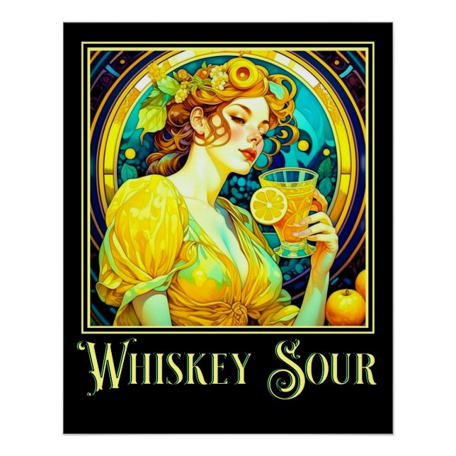 Art Nouveau Whiskey Sour Poster (Front)
