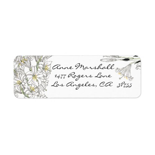 Art Nouveau White Lily Flowers Label
