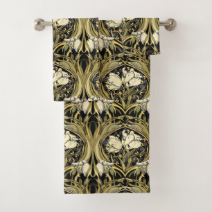 Art Nouveau White Tulips Bath Towel Set