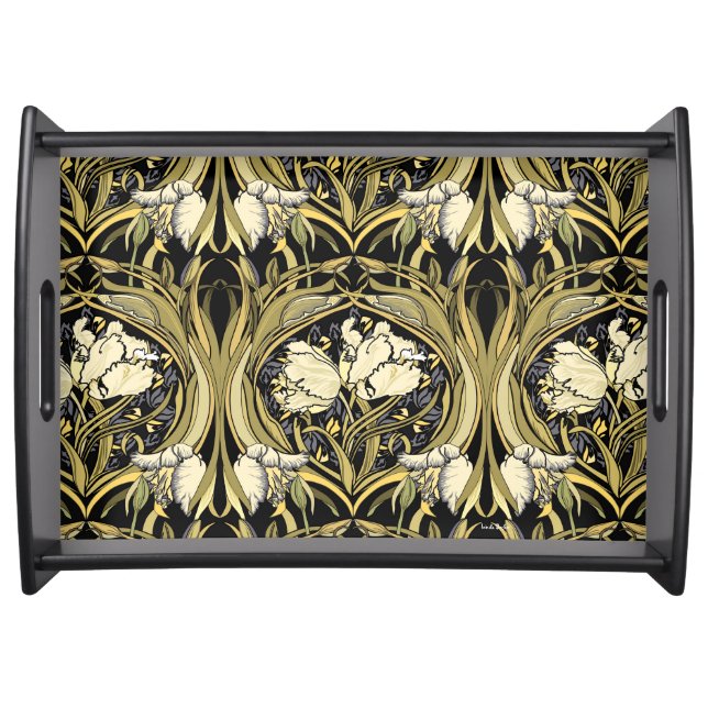 Art Nouveau White Tulips Serving Tray (Front)