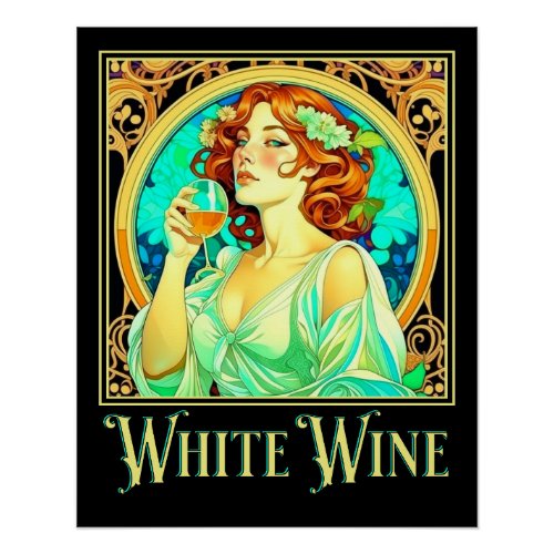 Art Nouveau White Wine Poster