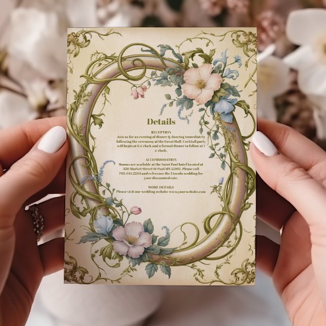 Art Nouveau Wildflower Wedding Enclosure Card (Creator Uploaded)