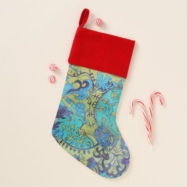 Art Nouveau William Morris 1970s Retro Modern Christmas Stocking (Front)
