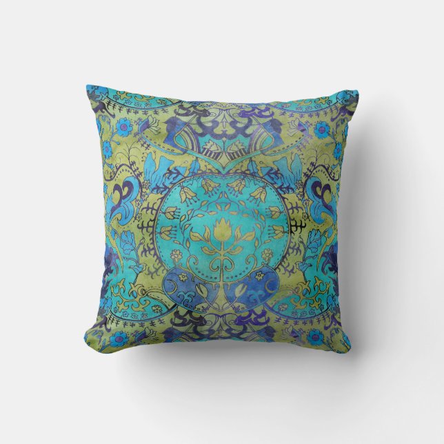 Art Nouveau William Morris 1970s Retro Reversible Throw Pillow (Front)