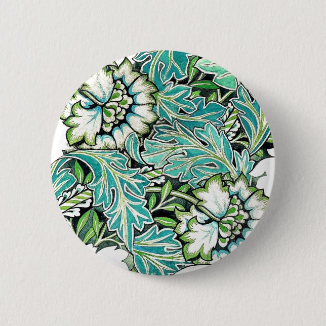 Art nouveau william morris anenome floral  button (Front)