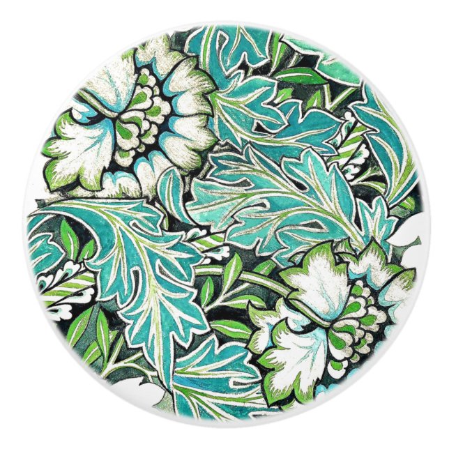 Art nouveau william morris anenome floral  ceramic knob (Front)
