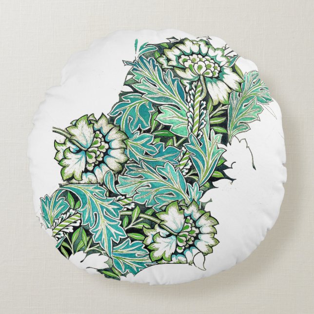 Art nouveau william morris anenome floral  round pillow (Front)