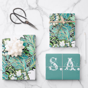 Art nouveau william morris anenome floral wrapping paper sheets