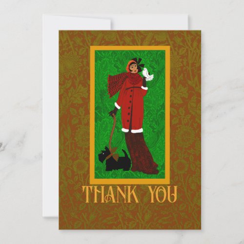 Art Nouveau William Morris Black Scottie Retro  Thank You Card