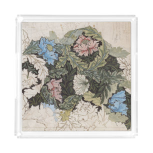 Art nouveau william morris floral wreath sketch acrylic tray