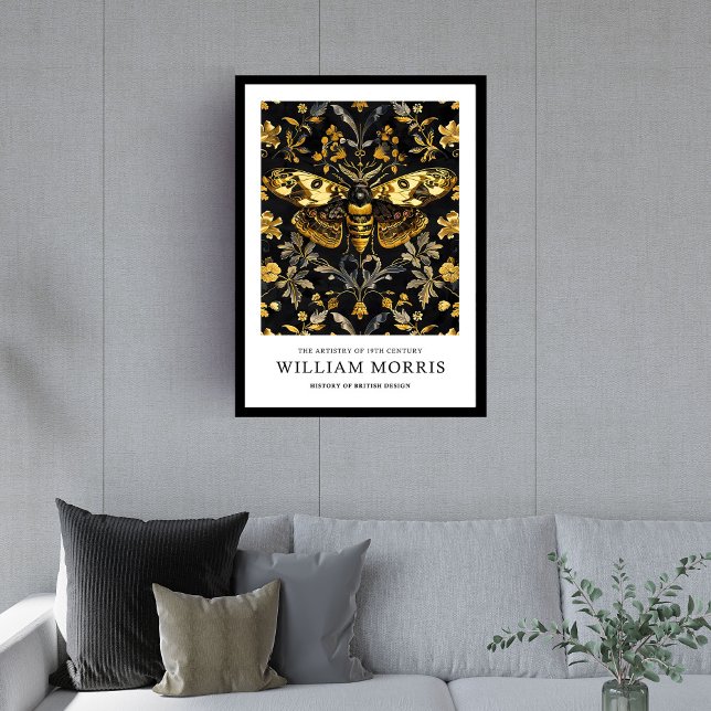 Art Nouveau William Morris golden butterfly moth Framed Art (Art Nouveau William Morris golden butterfly moth Framed Art)