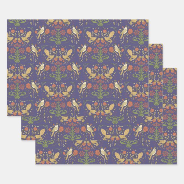 Art Nouveau William Morris Inspired Giftwrap Wrapping Paper Sheets (Set)
