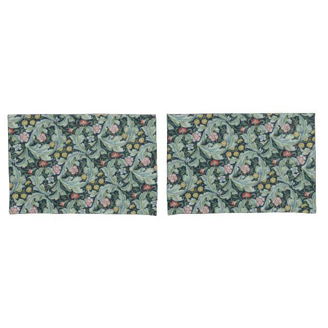 Art nouveau William Morris Leicester Flowers Folia Pillow Case (Front-Set)