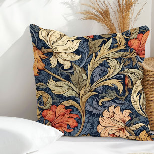 Art nouveau William Morris muted colors floral Throw Pillow