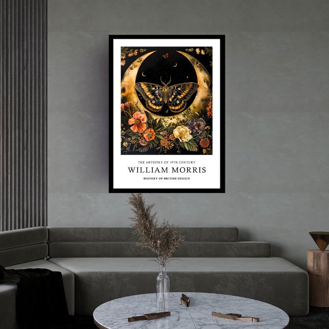 Art Nouveau William Morris night butterfly & moon Framed Art (Art Nouveau William Morris night butterfly & moon Framed Art)