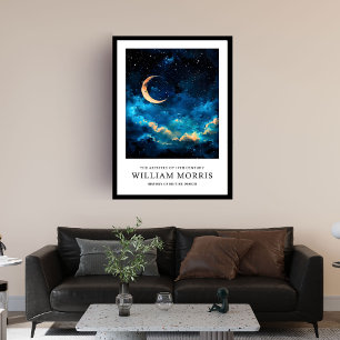 Art Nouveau William Morris night sky and moon Framed Art