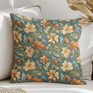 Art nouveau William Morris pastel colorful flowers Throw Pillow