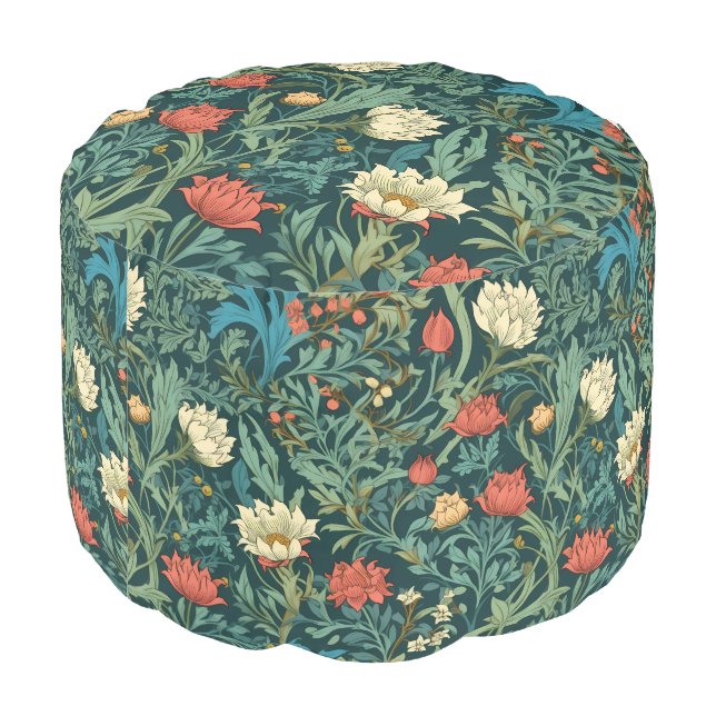 Art Nouveau,William Morris,Peach Fuzz,2024 Pouf (Angled Back)