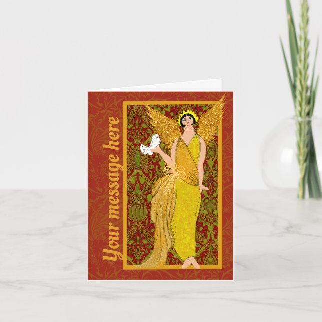 Art Nouveau William Morris Retro Christmas Card (Front)