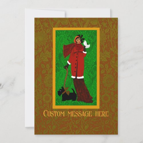 Art Nouveau William Morris Scottie Christmas Card