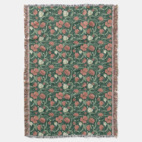 Art nouveau William Morris style muted colors  Throw Blanket