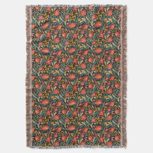 Art nouveau William Morris style vibrant colors Throw Blanket