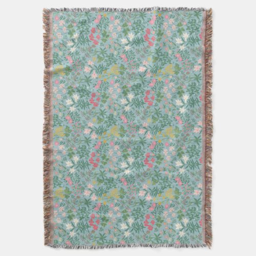 Art nouveau William Morris style wildflower pastel Throw Blanket