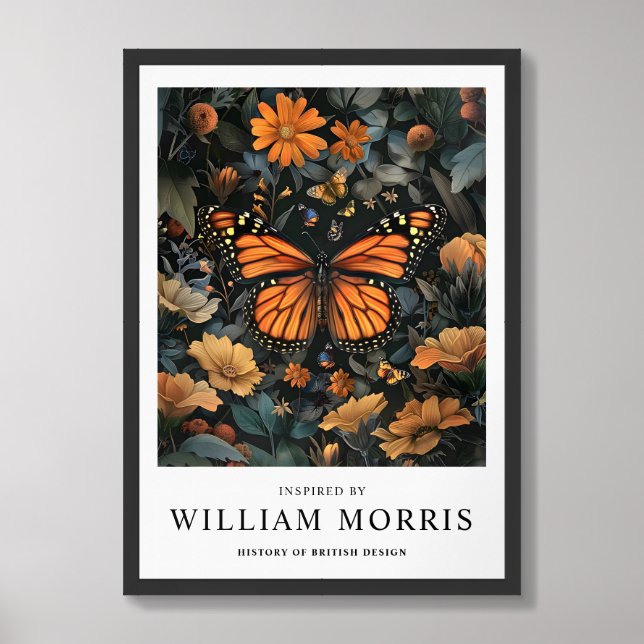 Art Nouveau William Morris terracotta butterfly Framed Art (Framed Front)