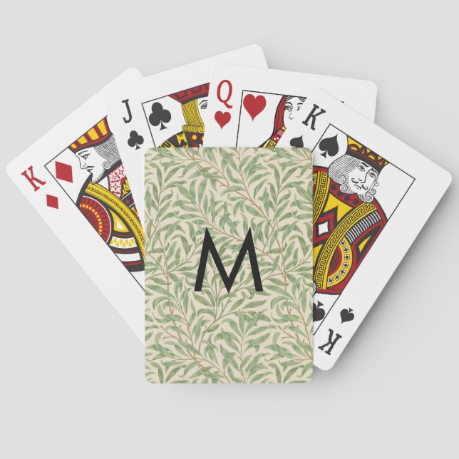 Art Nouveau Willow Bough Monogram William Morris Poker Cards (Back)