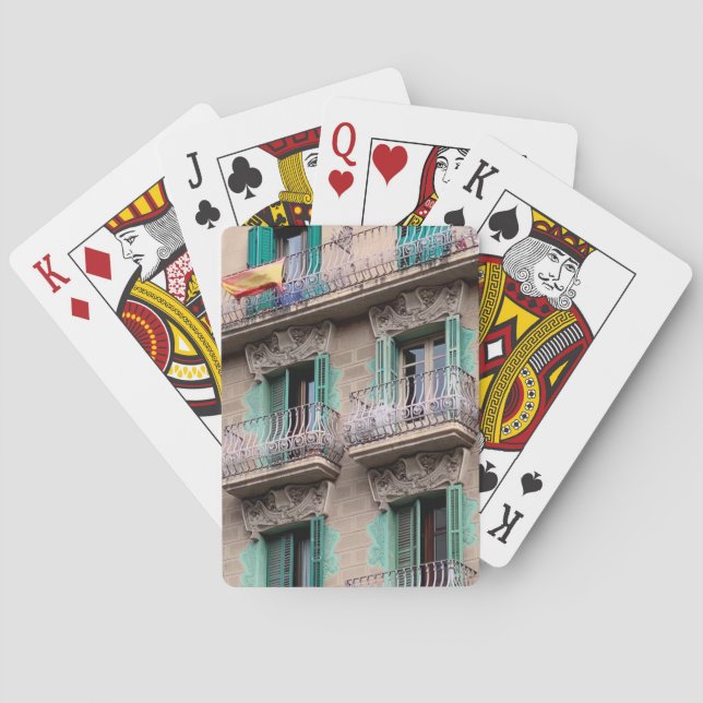 Art Nouveau Windows - Barcelona, Spain Playing Car Poker Cards (Back)