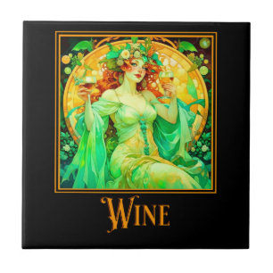 Art Nouveau Wine Ceramic Tile